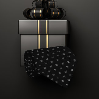 Schwarz-Grau-Monogramm-Muster Krawatte