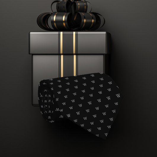 Schwarz-Grau-Monogramm-Muster Krawatte