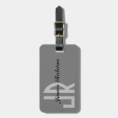 Schwarz-Grau-Monogramm, personalisieren Gepäckanhänger (Vorderseite vertikal)