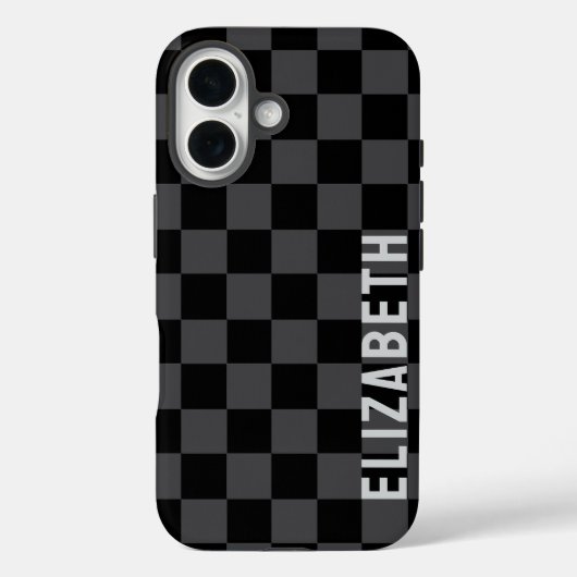 Schwarz-Grau-Monotone-Checkerboard Case-Mate iPhone Hülle (Rückseite)