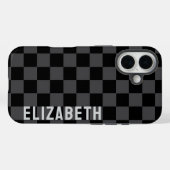 Schwarz-Grau-Monotone-Checkerboard Case-Mate iPhone Hülle (Rückseite (Horizontal))