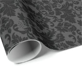 Schwarz-Grau-Monotone-Muster für florale Damaskus Geschenkpapier (Rolleneckpunkt)