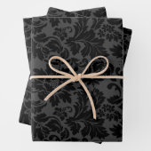 Schwarz & Grau Monotones Floral Damask Geschenkpapier Set (Beispiel)
