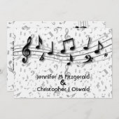 Schwarz-Grau-Musikalische Hochzeiten Einladung (Vorne/Hinten)