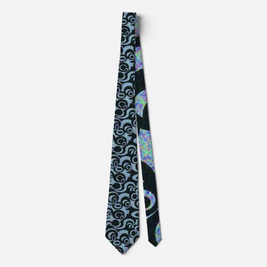 Schwarz-Grau-Necktie mit abstraktem Design Krawatte (Vorderseite)