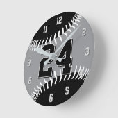 Schwarz grau oder JEDES Team Farben Baseball Runde Wanduhr (Winkel)