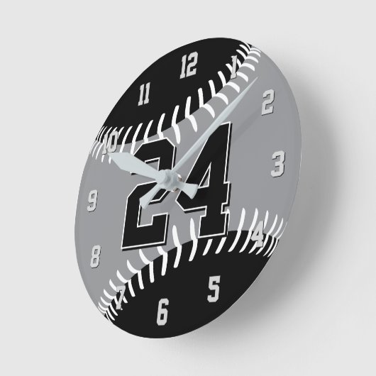 Schwarz grau oder JEDES Team Farben Baseball Runde Wanduhr (Winkel)
