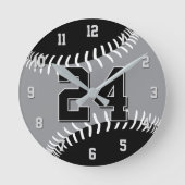 Schwarz grau oder JEDES Team Farben Baseball Runde Wanduhr (Vorderseite)