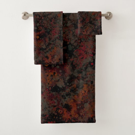 Schwarz-Grau-Paint-Splash Abstrakt Badhandtuch Set (Insitu)