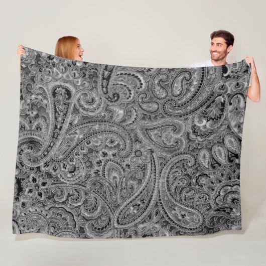 Schwarz-Grau-Paisley-Muster Fleecedecke (Beispiel)