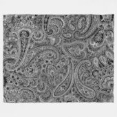 Schwarz-Grau-Paisley-Muster Fleecedecke (Vorderseite (Horizontal))