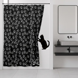 Schwarz-Grau-Paw-Druckmuster Duschvorhang