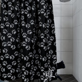 Schwarz-Grau-Paw-Druckmuster Duschvorhang