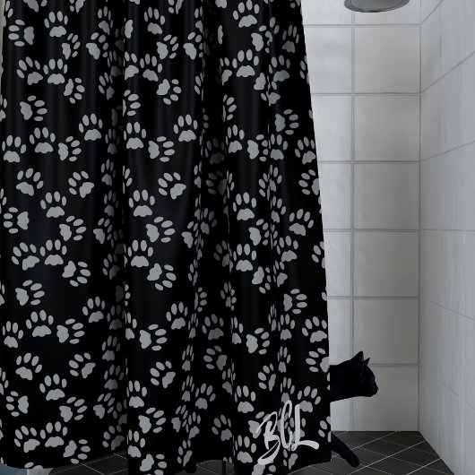 Schwarz-Grau-Paw-Druckmuster Duschvorhang