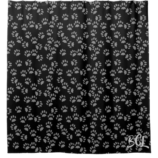 Schwarz-Grau-Paw-Druckmuster Duschvorhang (Vorderseite)