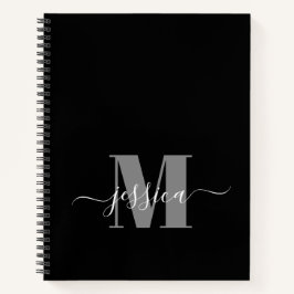 Schwarz-Grau-Personalisiert-Monogram-Notebook Notizblock