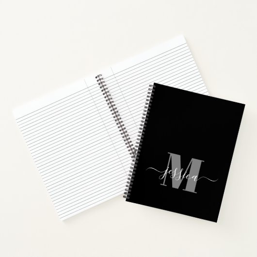 Schwarz-Grau-Personalisiert-Monogram-Notebook Notizblock (Innenseite)