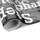 Schwarz/Grau Personalisierter Name Collage Geburts Geschenkpapier (Rolleneckpunkt)