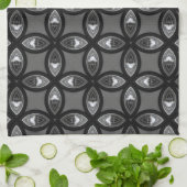 Schwarz-Grau-Petal-Muster Geschirrtuch (Gefaltet)