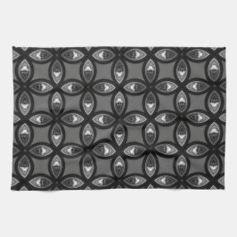 Schwarz-Grau-Petal-Muster Geschirrtuch