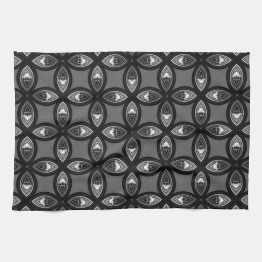 Schwarz-Grau-Petal-Muster Geschirrtuch (Horizontal)