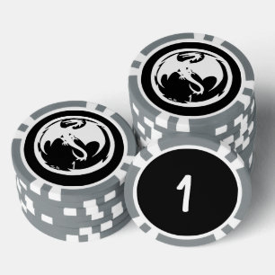 Schwarz-Grau-Poker-Chip des White Dragon 1 Pokerchips