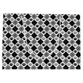 Schwarz/Grau Raute Druckmuster Große Geschenktüte (Rückseite)