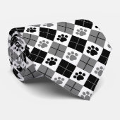 Schwarz/Grau Raute Druckmuster Krawatte (Gerollt)