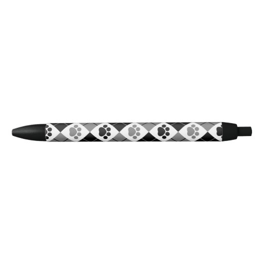 Schwarz/Grau Raute Druckmuster Kugelschreiber (Vorderseite)