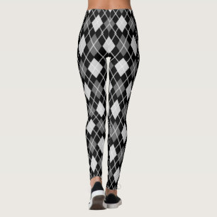 Schwarz-Grau-Raute-Muster Leggings