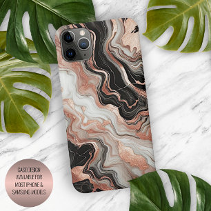 Schwarz Grau Rosa Roségold Weiße Marmor Kunst Must iPhone 15 Pro Hülle