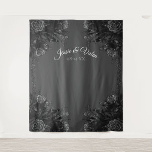 Schwarz-Grau-Rose Gothic Wedding Foto Hintergrund Wandteppich