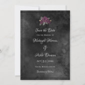 Schwarz-Grau-Rose Sparkle Halloween Save The Date (Rückseite)