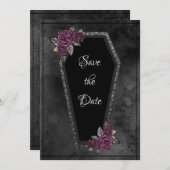 Schwarz-Grau-Rose Sparkle Halloween Save The Date (Vorne/Hinten)