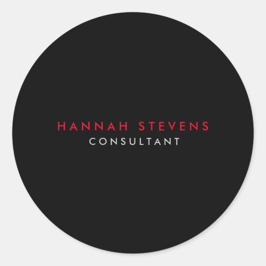 Schwarz-Grau-Rot Beruflich Moderne Runder Aufkleber (Vorderseite)