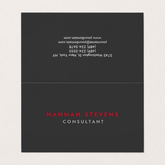 Schwarz-Grau-Rot Beruflich Moderne Visitenkarten (Außenseite Aufgefaltet)