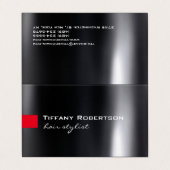 Schwarz-Grau-Rot-Haar Stylist-Salon Visitenkarten (Außenseite Aufgefaltet)