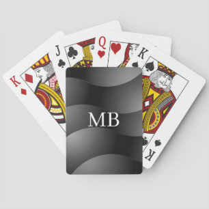 Schwarz-Grau-Rundformen, weißes Monogramm Spielkarten