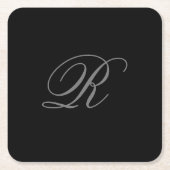 Schwarz-Grau-Schlichtes Minimalistisches Hinzufüge Rechteckiger Pappuntersetzer (Vorderseite)