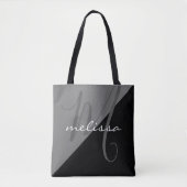 Schwarz & Grau schöne Monogram Tote Tasche mit ihr (Vorderseite)