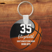 Schwarz-Grau-Schule Farben Mädchen Basketball Jung Schlüsselanhänger (Vorderseite)