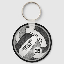 Schwarz-Grau-Schule Farben Mädchenvolleyball Schlüsselanhänger