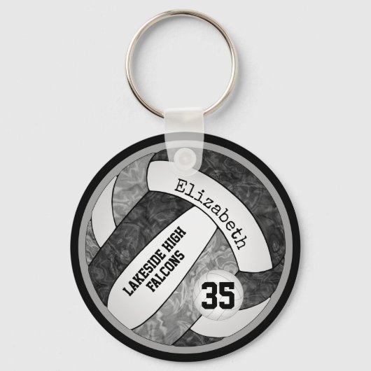 Schwarz-Grau-Schule Farben Mädchenvolleyball Schlüsselanhänger (Vorderseite)