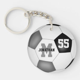 Schwarz-Grau-Schulmannschaft Farben Fußball-Tasche Schlüsselanhänger