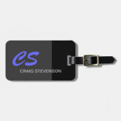 Schwarz-Grau-Script-Individuelle Name Gepäckmarke Gepäckanhänger (Vorderseite horizontal)