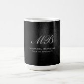 Schwarz-Grau-Script-Monogramm-Moderne niedlich Kaffeetasse (Mittel)
