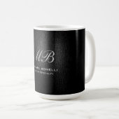 Schwarz-Grau-Script-Monogramm-Moderne niedlich Kaffeetasse (VorderseiteRechts)