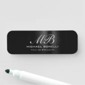 Schwarz-Grau-Script-Monogramm-Moderne niedlich Namensschild (Beispiel)