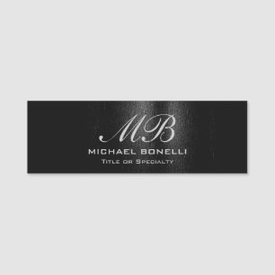 Schwarz-Grau-Script-Monogramm-Moderne niedlich Namensschild
