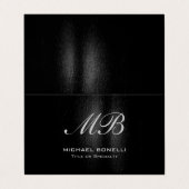 Schwarz-Grau-Script-Monogramm-Moderne niedlich Visitenkarten (Außenseite Aufgefaltet)